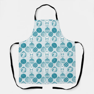 Turquoise , Blue , Christmas pattern Apron