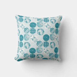 Turquoise , Blue , Christmas pattern  Cushion