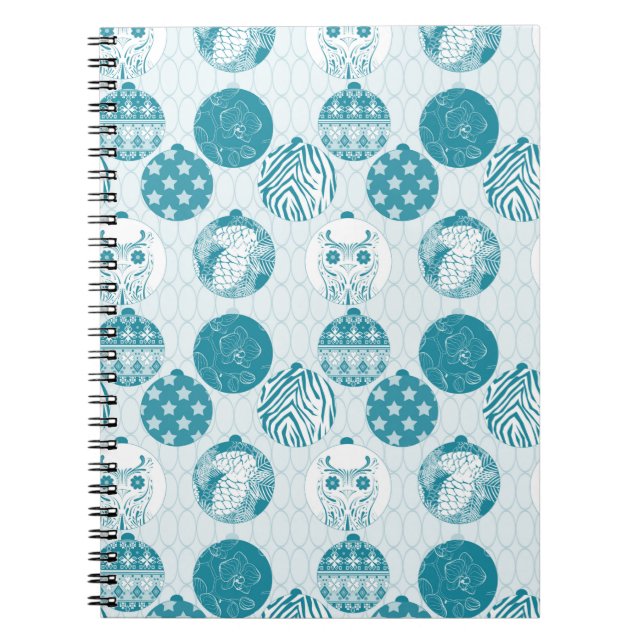 Turquoise , Blue , Christmas pattern  Notebook (Front)