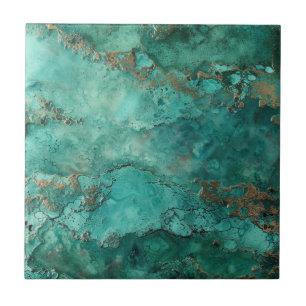 Turquoise Blue Chrysocolla Mineral Stone Ceramic Tile