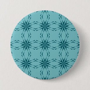 Turquoise blue, cool, trendy flower abstraction 7.5 cm round badge