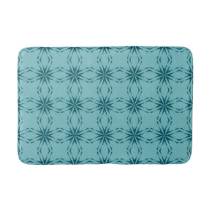 Turquoise blue, cool, trendy flower abstraction bath mat