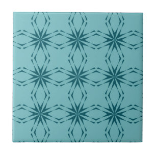 Turquoise blue, cool, trendy flower abstraction ceramic tile