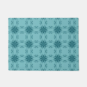 Turquoise blue, cool, trendy flower abstraction doormat