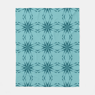 Turquoise blue, cool, trendy flower abstraction fleece blanket