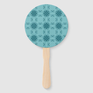 Turquoise blue, cool, trendy flower abstraction hand fan