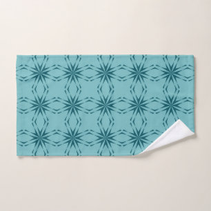 Turquoise blue, cool, trendy flower abstraction hand towel