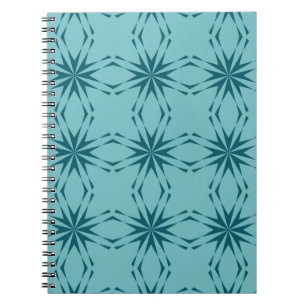 Turquoise blue, cool, trendy flower abstraction notebook