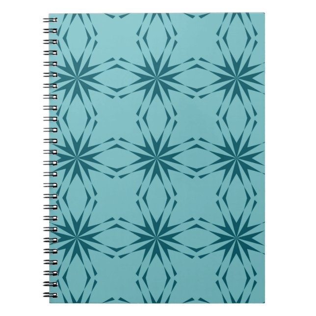 Turquoise blue, cool, trendy flower abstraction notebook (Front)