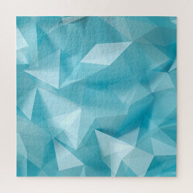 Turquoise Blue Crystals Triangles Background Jigsaw Puzzle (Vertical)