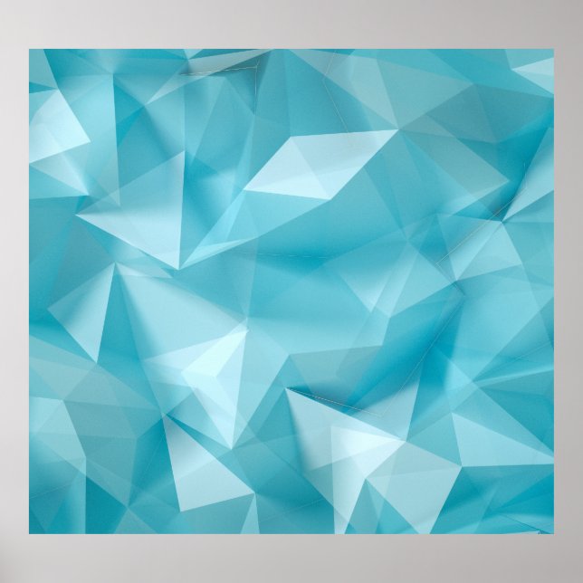 Turquoise Blue Crystals Triangles Background Poster (Front)