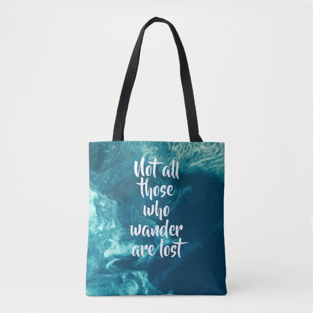 Turquoise Blue Custom Quote Tote Bag (Front)