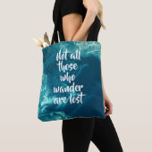 Turquoise Blue Custom Quote Tote Bag (Close Up)