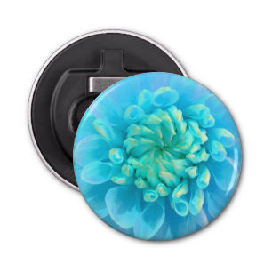 Turquoise Blue Dahlia Flower in Watercolor Bottle Opener
