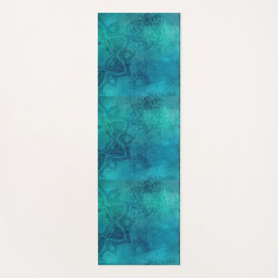 Turquoise Blue Distressed Mandella Yoga Mat