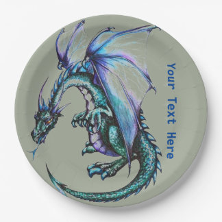 Turquoise blue Dragon Party Paper Products Paper Plate