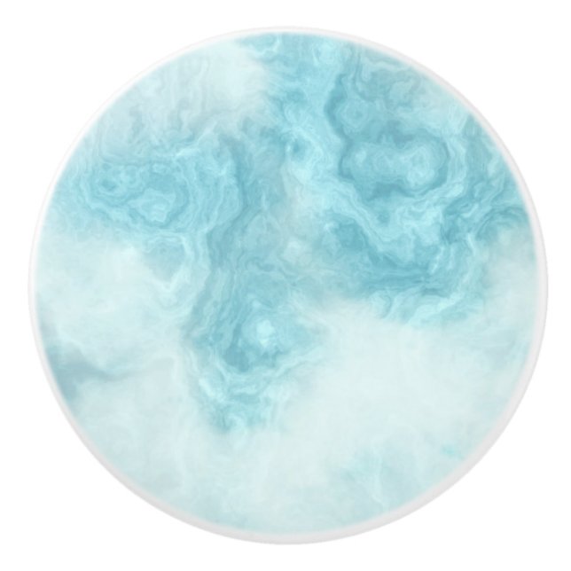 Turquoise blue drawer handle, door know ceramic knob (Front)