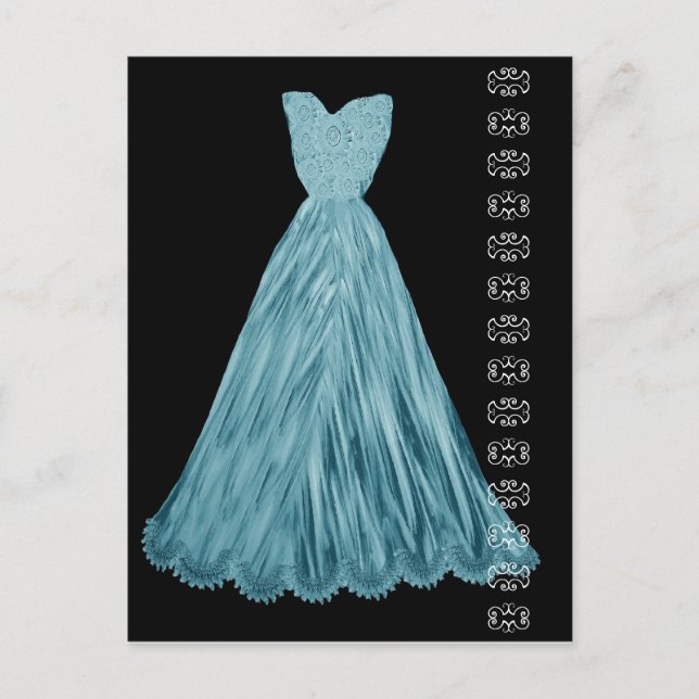 Turquoise Blue Dress with Lace Accent Postcard (Front)