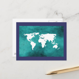 turquoise blue Earth map Postcard