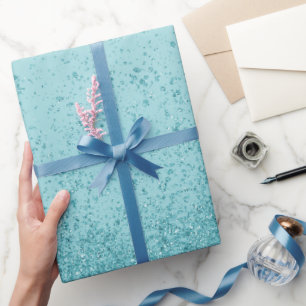 Turquoise Blue Faux Glitter  Wrapping Paper