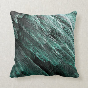 Turquoise blue feather caps cushion