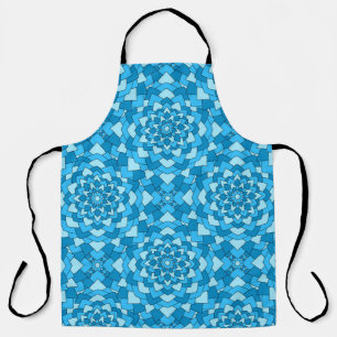 Turquoise blue floral geometric seamless pattern i apron