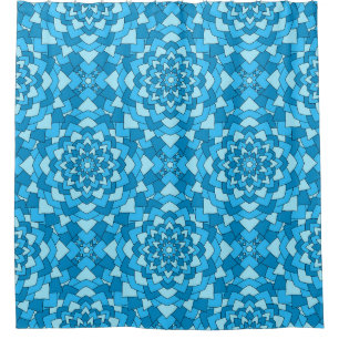 Turquoise blue floral geometric seamless pattern i shower curtain