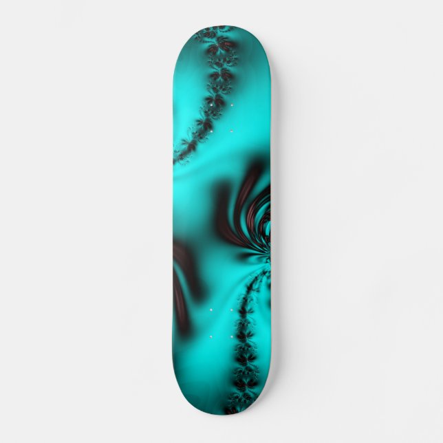 Turquoise Blue Fractal Skateboard (Front)