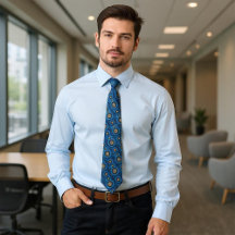 Turquoise Blue Fractal Tie Dad Personal Message