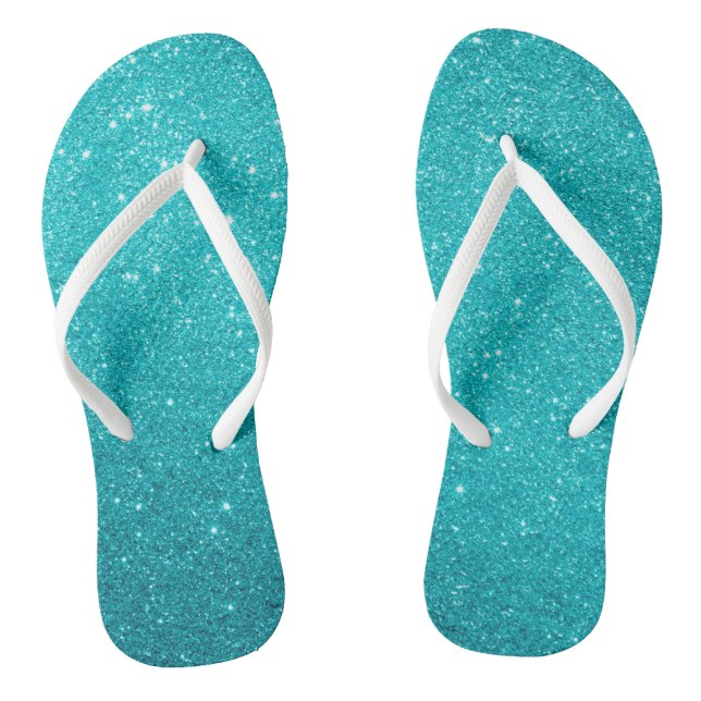 Turquoise Blue Glitter and Glam  Flip Flops (Footbed)