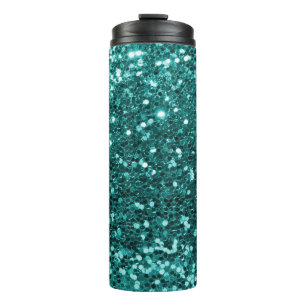 Turquoise Blue Glitter Faux Glitter Sparkle Thermal Tumbler