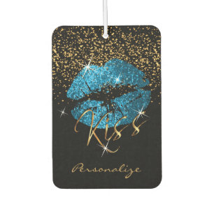 Turquoise Blue Glitter Sparkle Lips Car Air Freshener