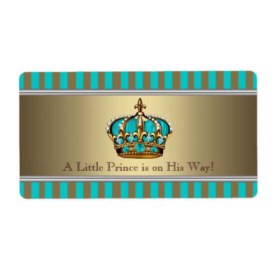 Turquoise Blue Gold Prince Water Bottle Labels