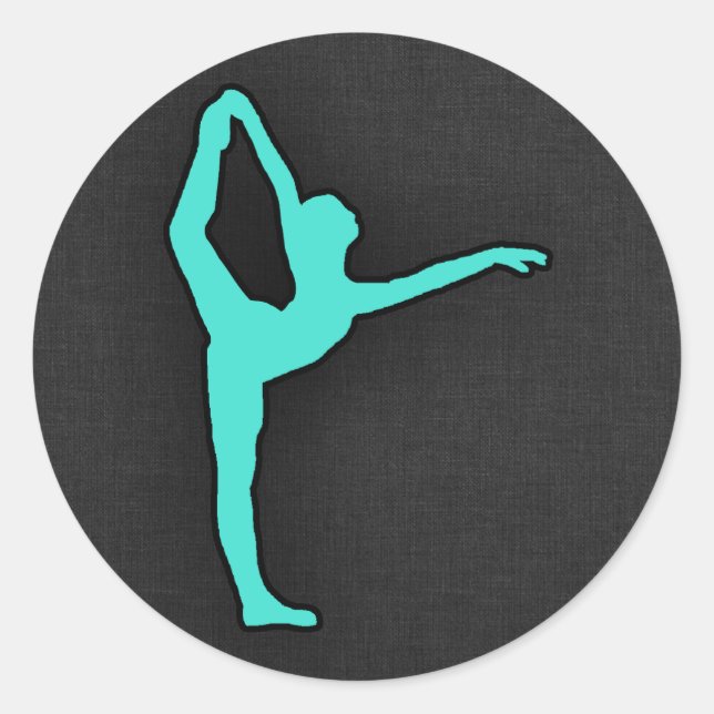 Turquoise; Blue Green Ballet Dancer Classic Round Sticker (Front)