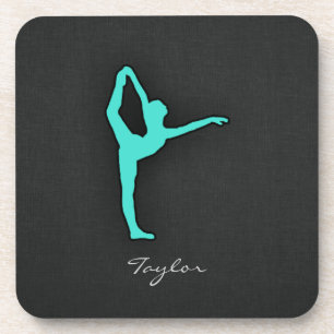 Turquoise; Blue Green Ballet Dancer Coaster