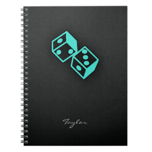 Turquoise, Blue-Green Casino Dice Notebook