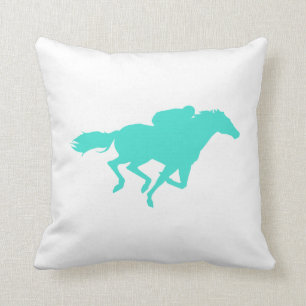 Turquoise; Blue Green Horse Racing Cushion