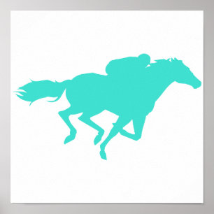 Turquoise; Blue Green Horse Racing Poster
