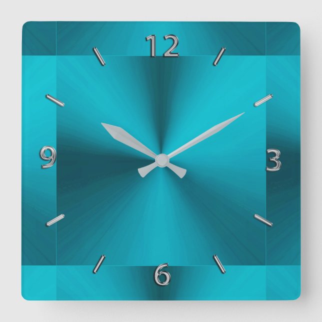 Turquoise Blue Green Metallic Clock (Front)