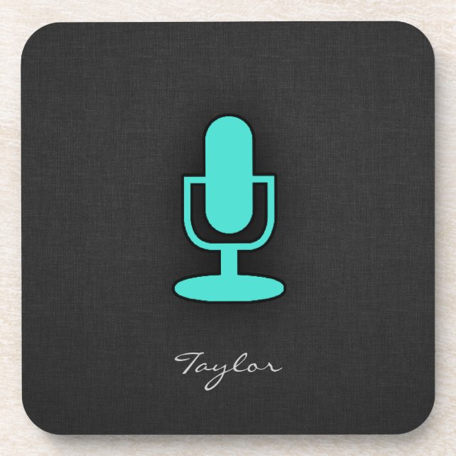Turquoise, Blue-Green Microphone Coaster (Front)
