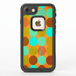 Turquoise Blue Green & Orange Circles Monogram