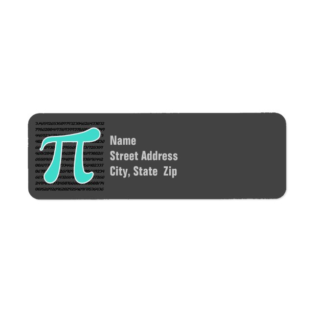 Turquoise, Blue-Green Pi Symbol Return Address Label (Front)