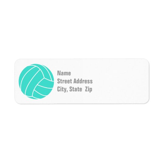 Turquoise; Blue Green Volleyball Return Address Label