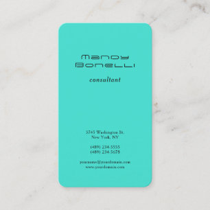 Turquoise Blue GreenTrend Minimalist Professional Business Card