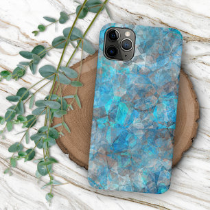 Turquoise Blue Grey Polygon Mosaic Art Pattern iPhone 16 Pro Max Case