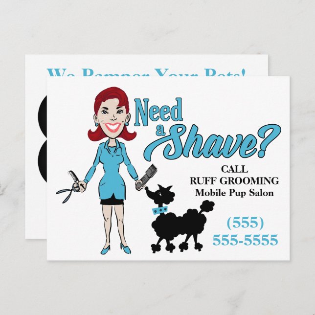 Turquoise Blue Humourous Need a Shave Groomer Post Postcard (Front/Back)