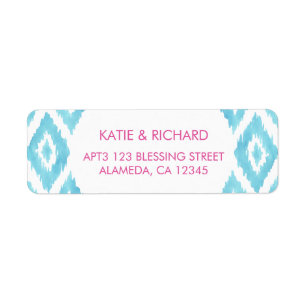Turquoise Blue Ikat Return Address Label