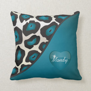 Turquoise Blue Jaguar Reversible Cushion
