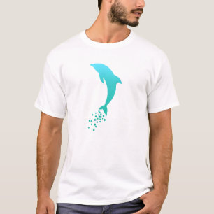 Turquoise Blue Jumping Dolphin With Bubbles Tee