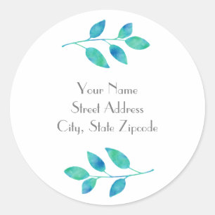 'Turquoise Blue Leaves' Labels